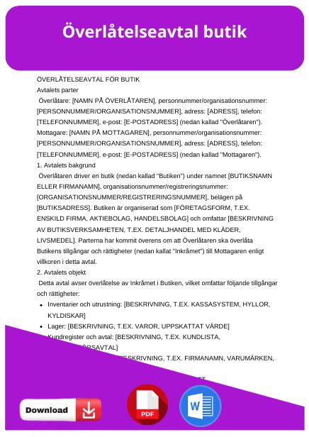 mall overlatelseavtal butik