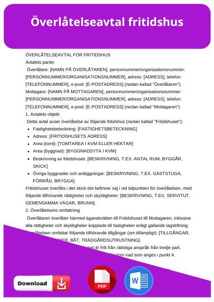 mall overlatelseavtal fritidshus