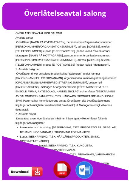 mall överlåtelseavtal salong