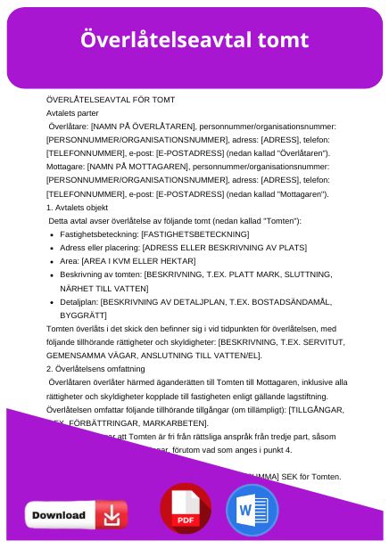 mall overlatelseavtal tomt